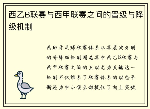 西乙B联赛与西甲联赛之间的晋级与降级机制